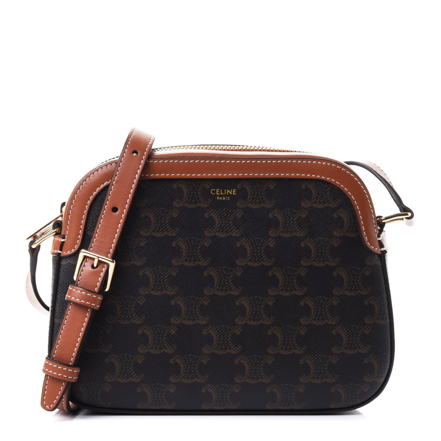 Triomphe Canvas Small Camera Bag Tan
