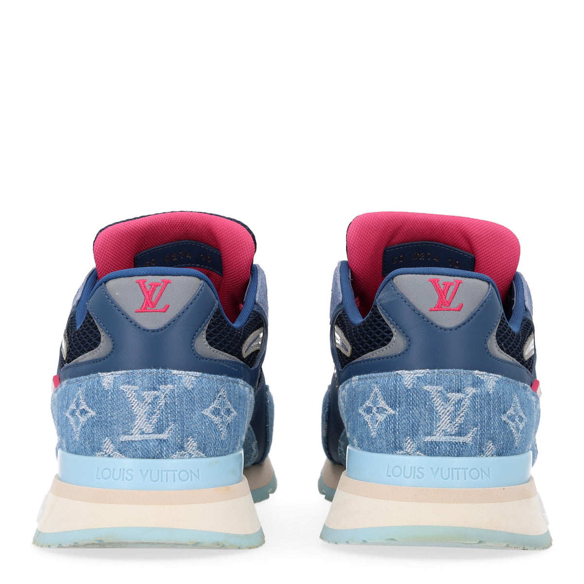 Louis Vuitton Monogram Denim Mesh Mens Run Away Sneakers 10 Blue 9 of 10