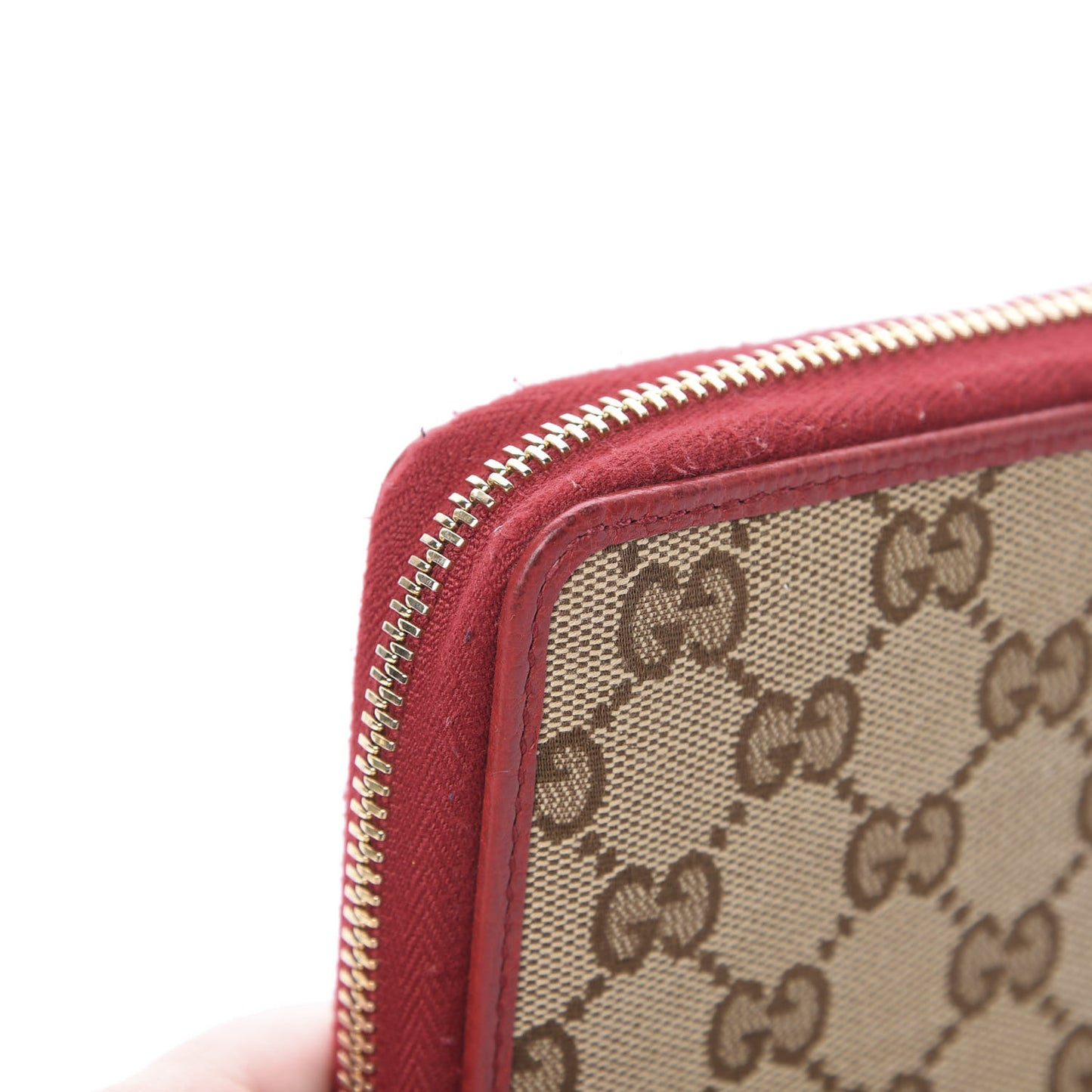 Monogram Dollar Calfskin Zip Around Compact Wallet Beige Ebony Rosso