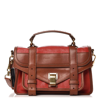 Proenza Schouler Goatskin Calfskin Tiny Preppy PS1 Satchel Mandarin Red 1 of 9