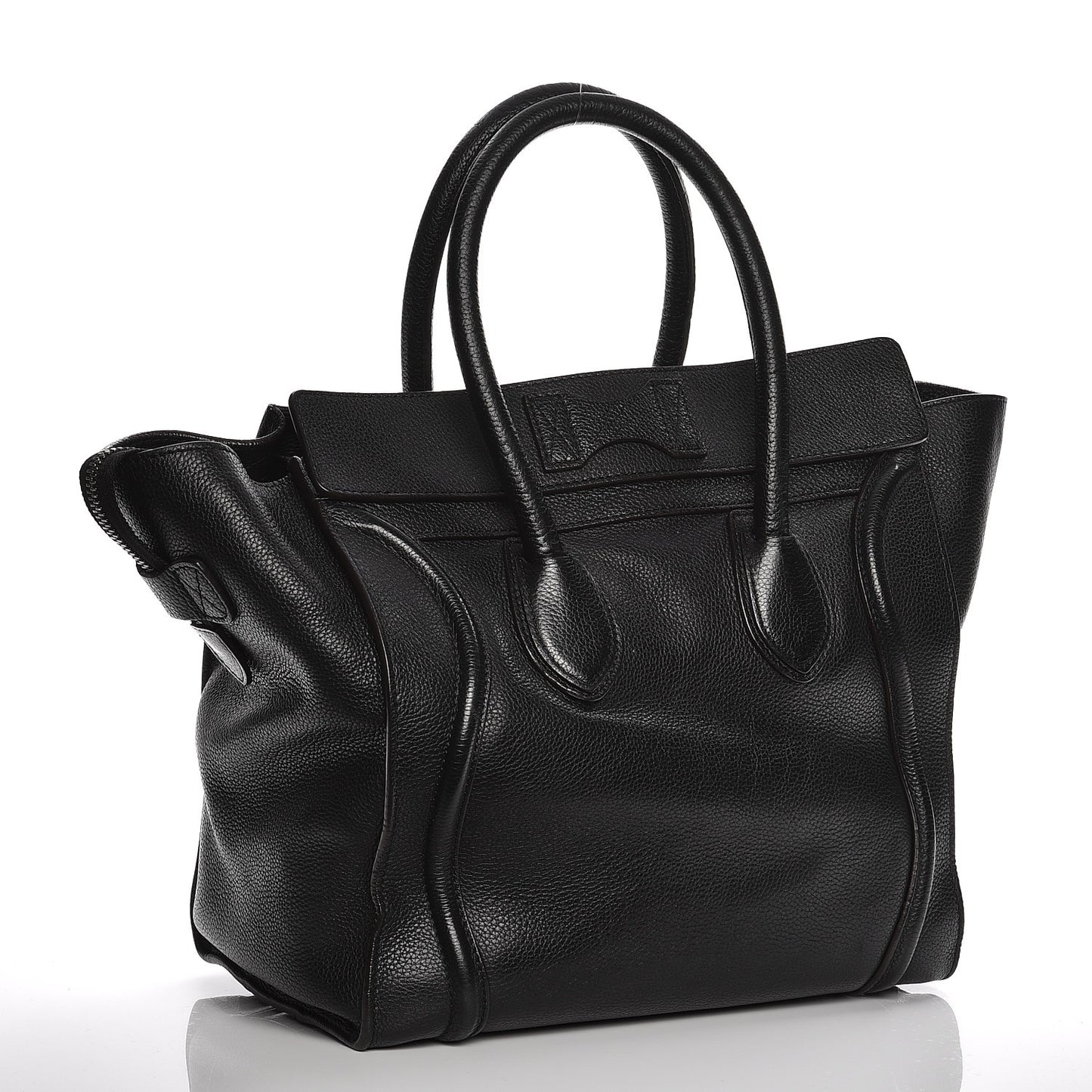 Drummed Calfskin Mini Luggage Black