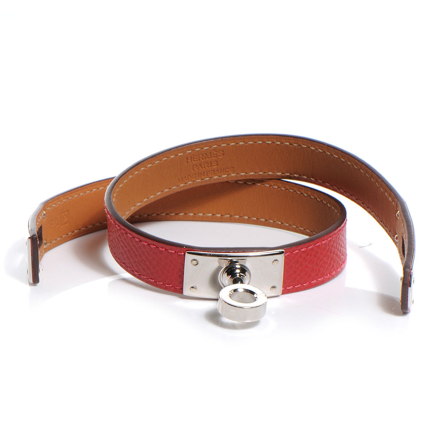 Epsom Kelly Double Tour Bracelet XS Rouge Casaque