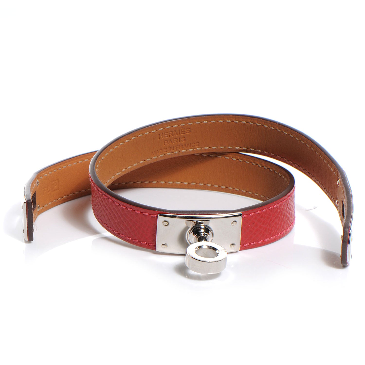 Hermes Epsom Kelly Double Tour Bracelet XS Rouge Casaque 3 of 7