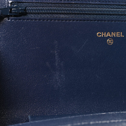 Chanel Sheepskin Quilted Mademoiselle Vintage Wallet On Chain WOC Navy 12 of 12