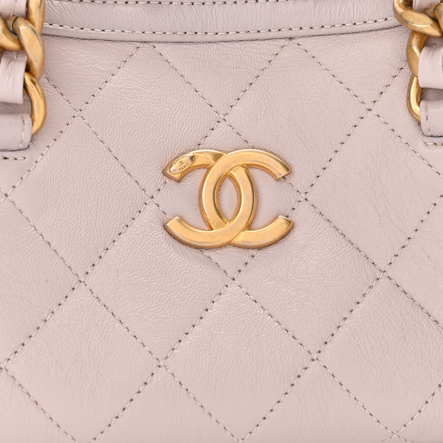 Shiny Lambskin Quilted Small Fashion Therapy Bowling Bag Lilac
