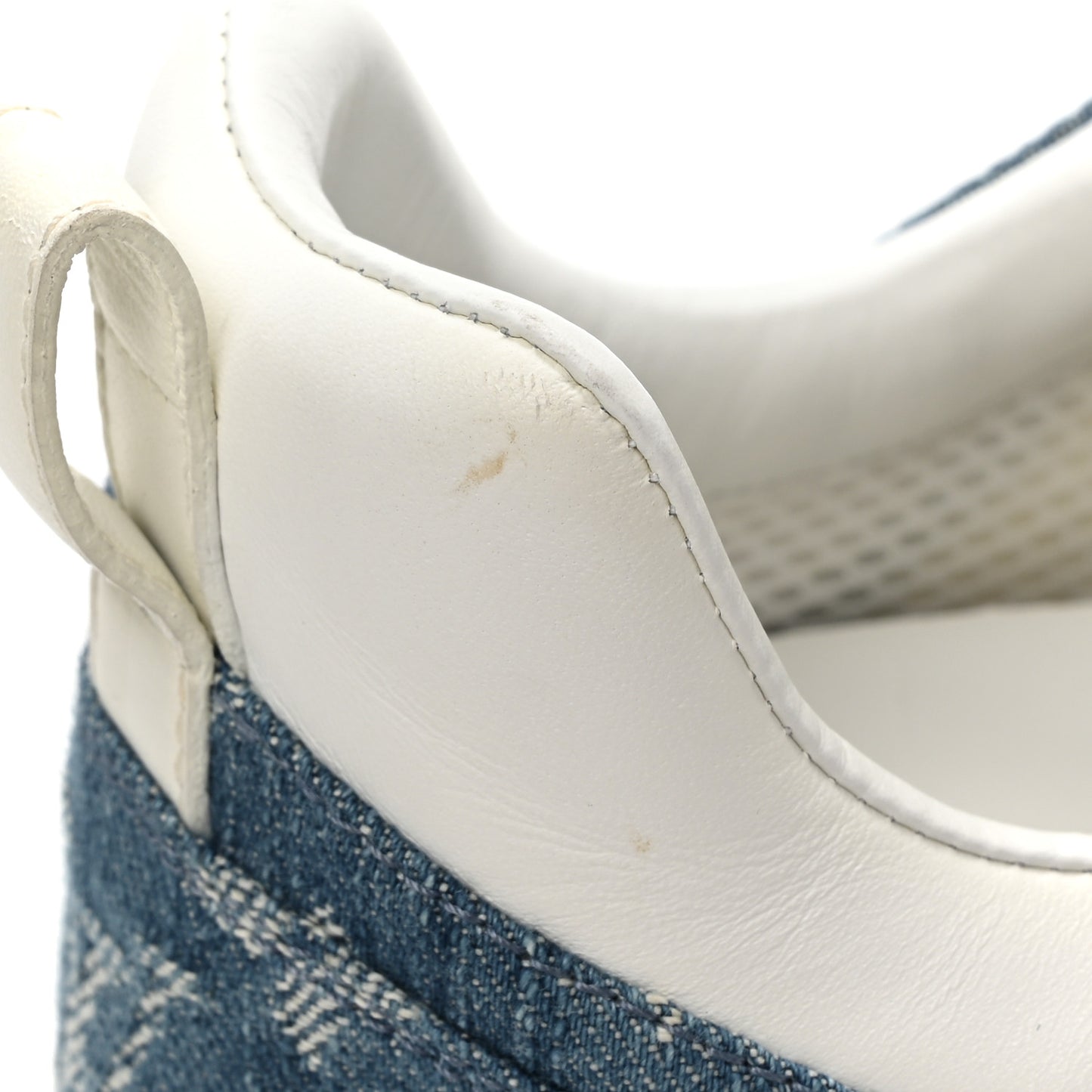 Calfskin Monogram Denim Run Away Sneakers 37.5 White