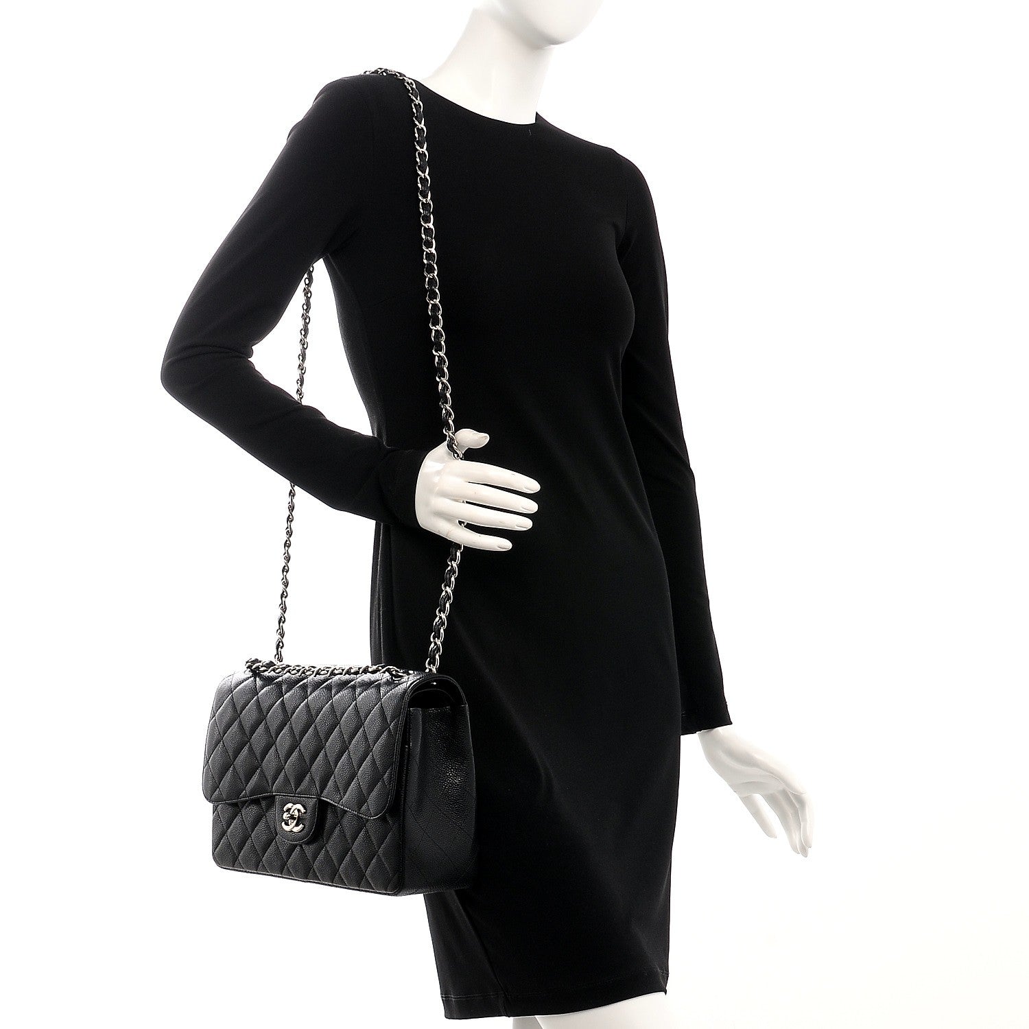 Chanel Caviar Quilted Jumbo Double Flap Black 2 of 9