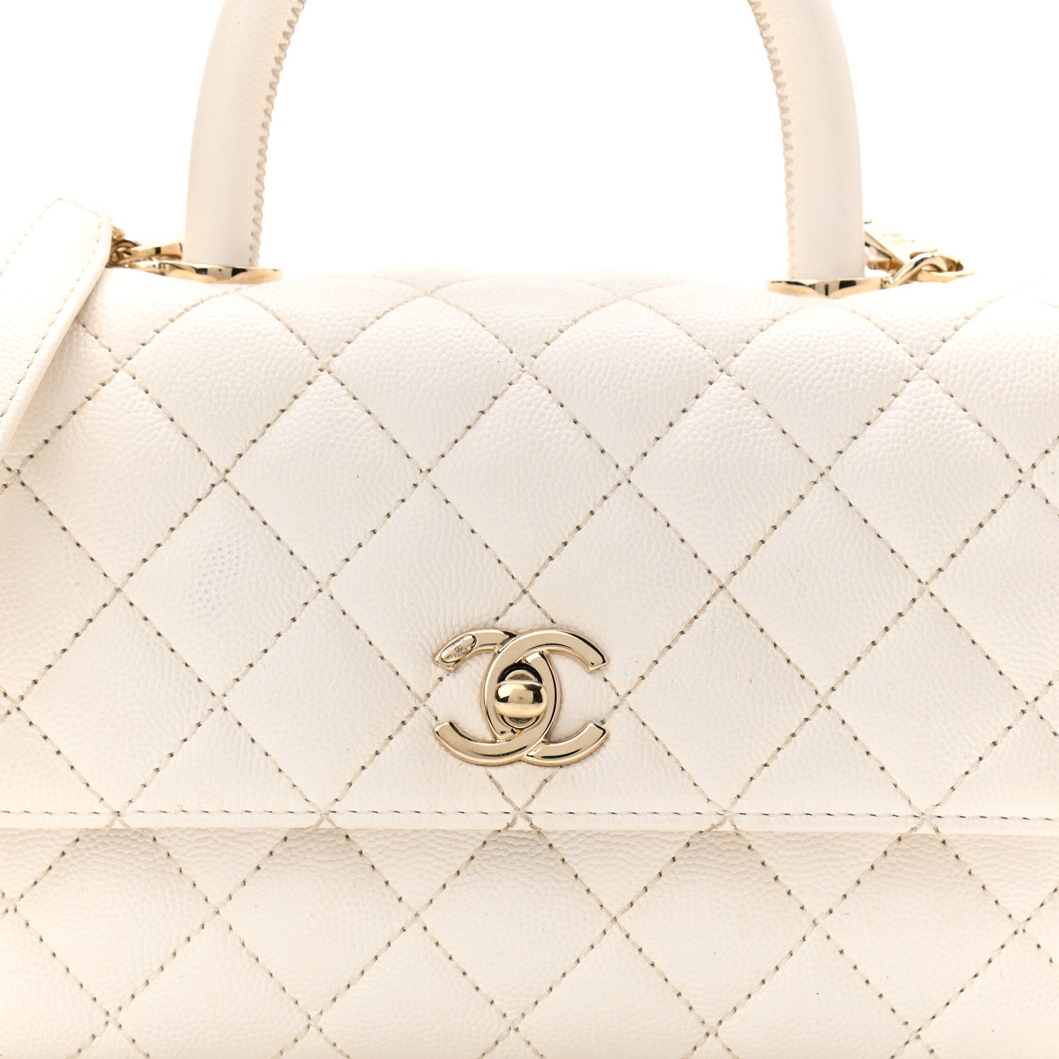 Chanel Caviar Quilted Mini Coco Handle Flap White 8 of 13