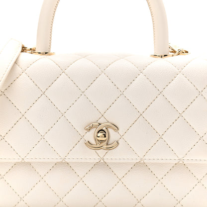 Chanel Caviar Quilted Mini Coco Handle Flap White 8 of 13