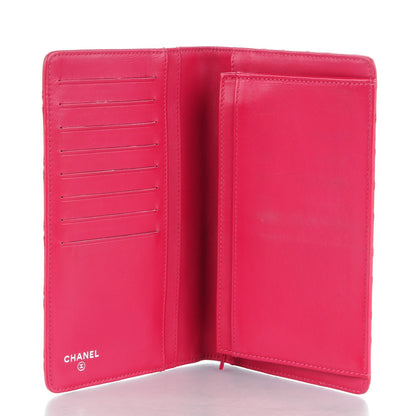 Chanel Lambskin Diamond Stitched Yen Wallet Fuchsia 5 of 9