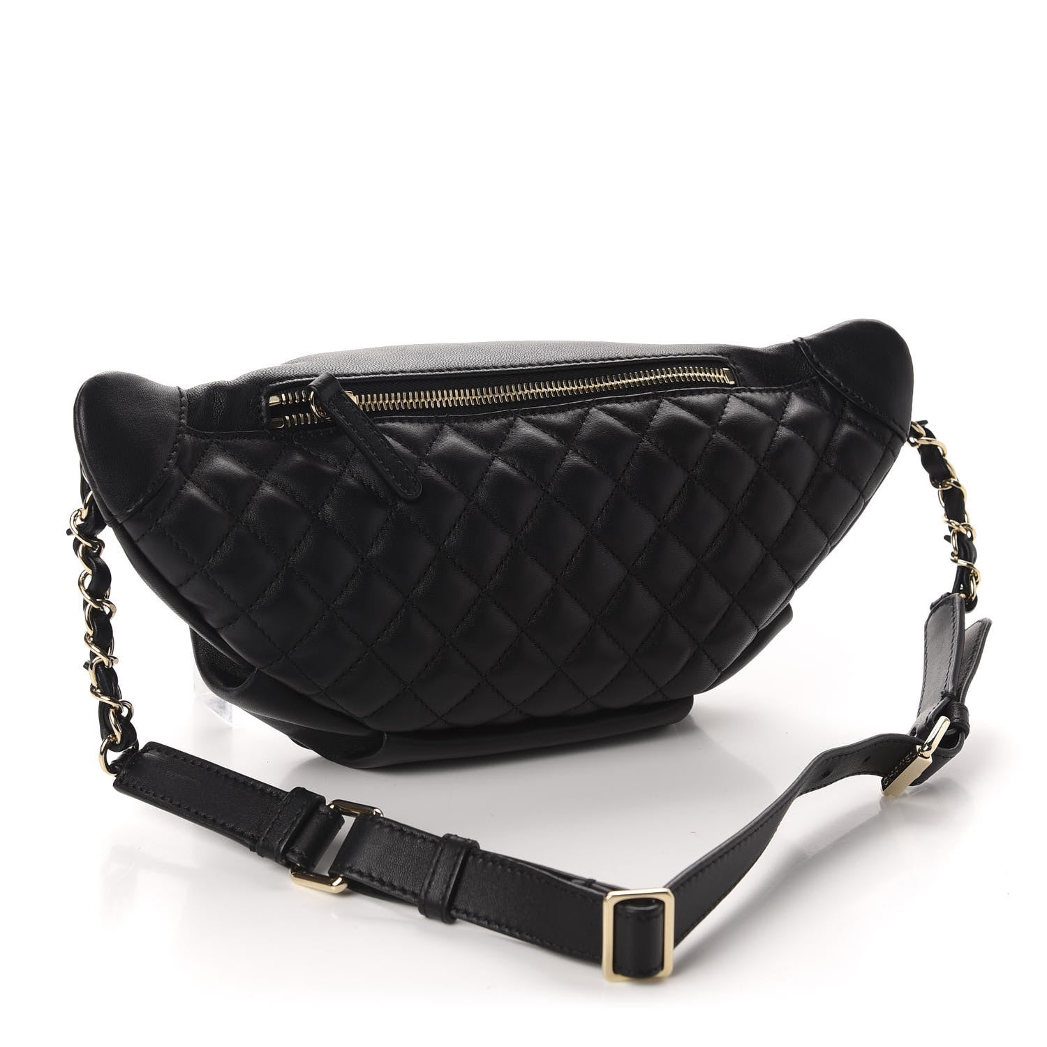 Chanel Lambskin Quilted Waist Bag Fanny Pack Black 3 of 11