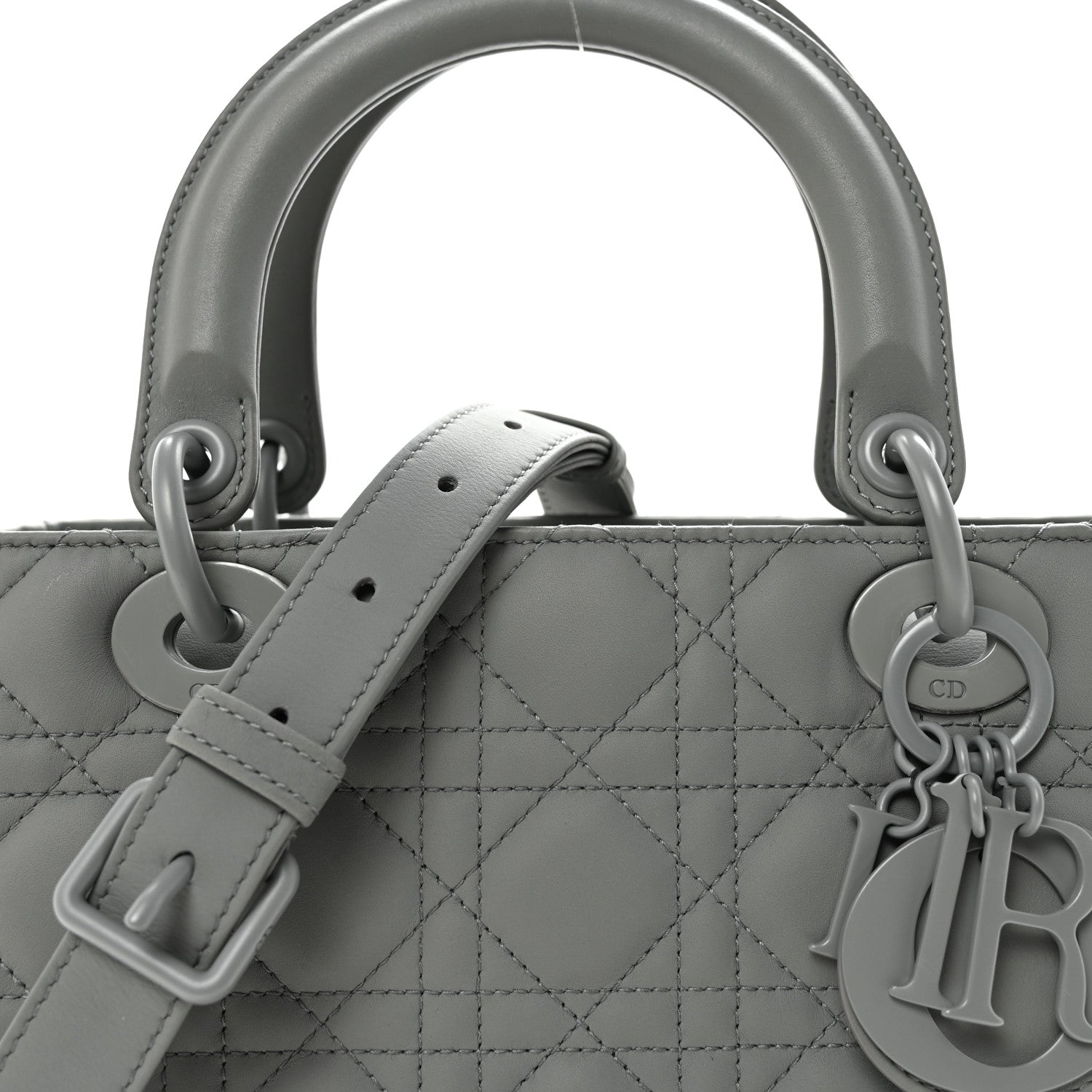 Christian Dior Ultra Matte Calfskin Cannage Medium Lady Dior Grey Stone 7 of 9