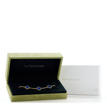 Van Cleef & Arpels 18K Yellow Gold Blue Agate 5 Motifs Vintage Alhambra Bracelet 9 of 9