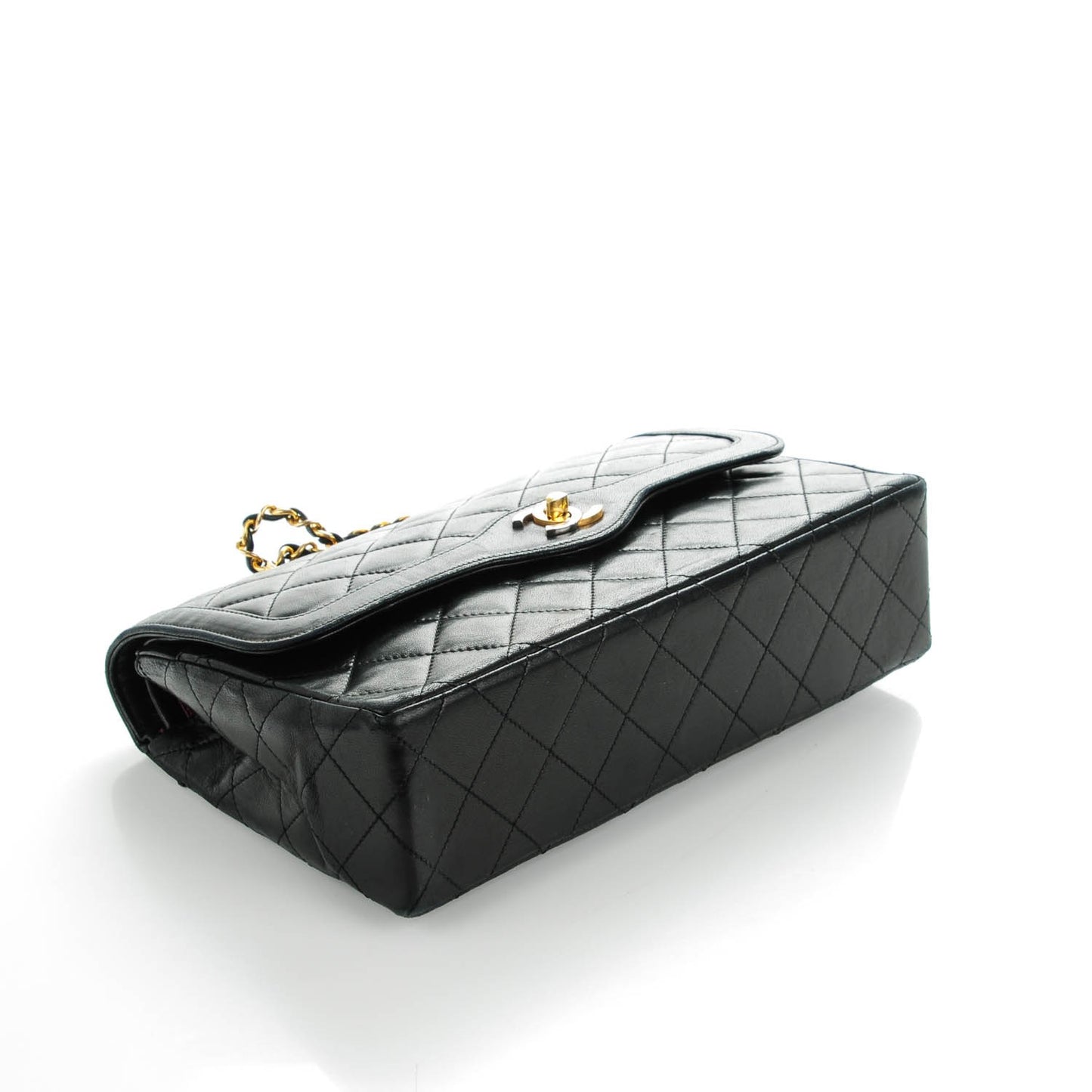 Lambskin Quilted Medium Double Flap Black