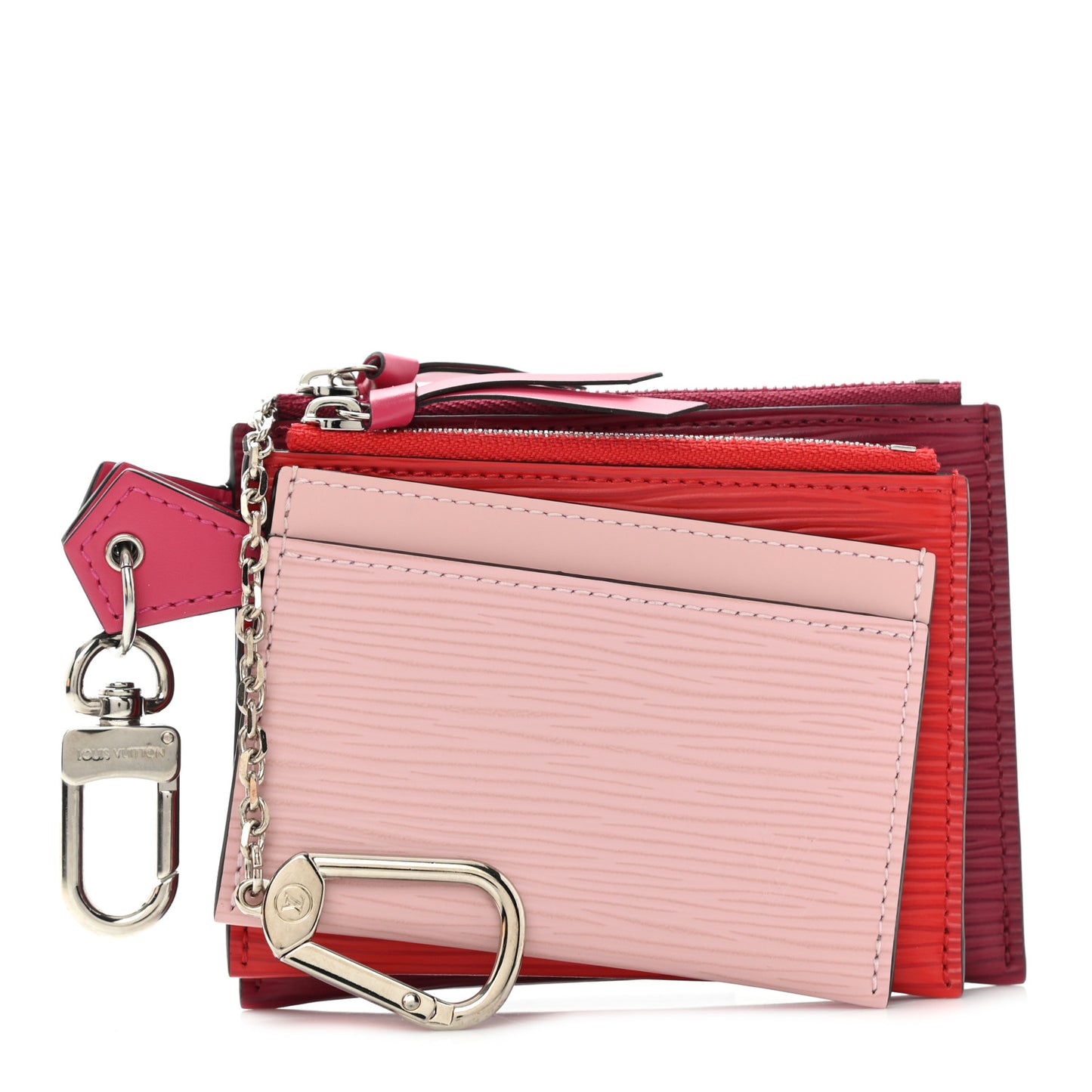 Epi Trio Card Case Wallet Rose Ballerine Rouge Fuchsia