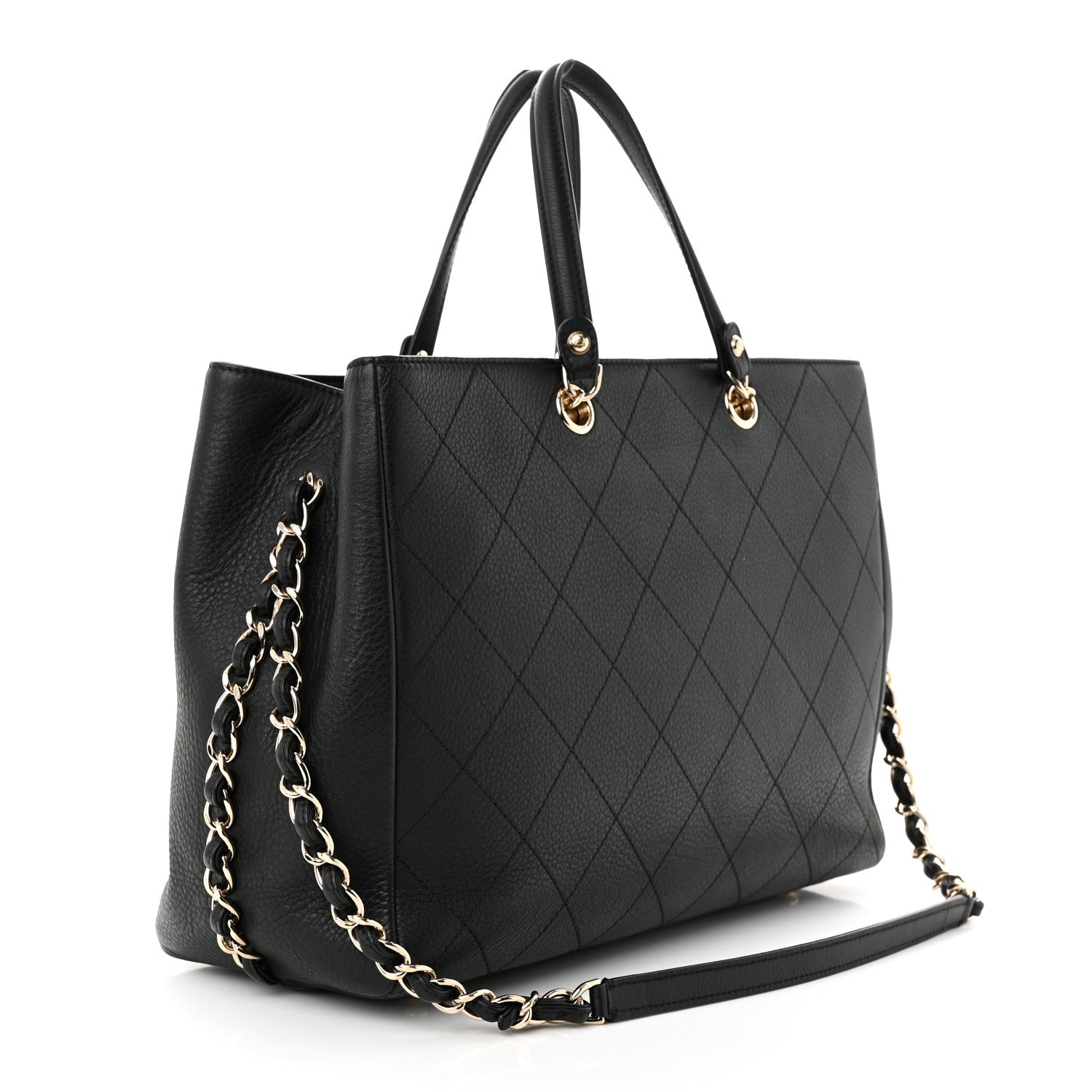 Chanel Bullskin Stitched Medium Shopping Bag Black 3 of 11