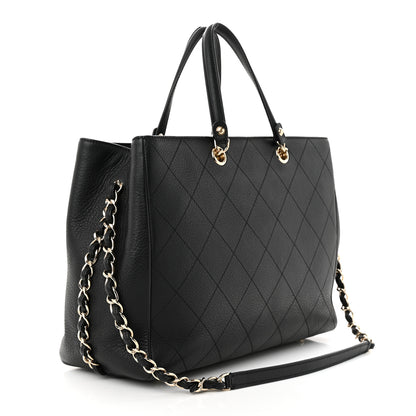 Chanel Bullskin Stitched Medium Shopping Bag Black 3 of 11