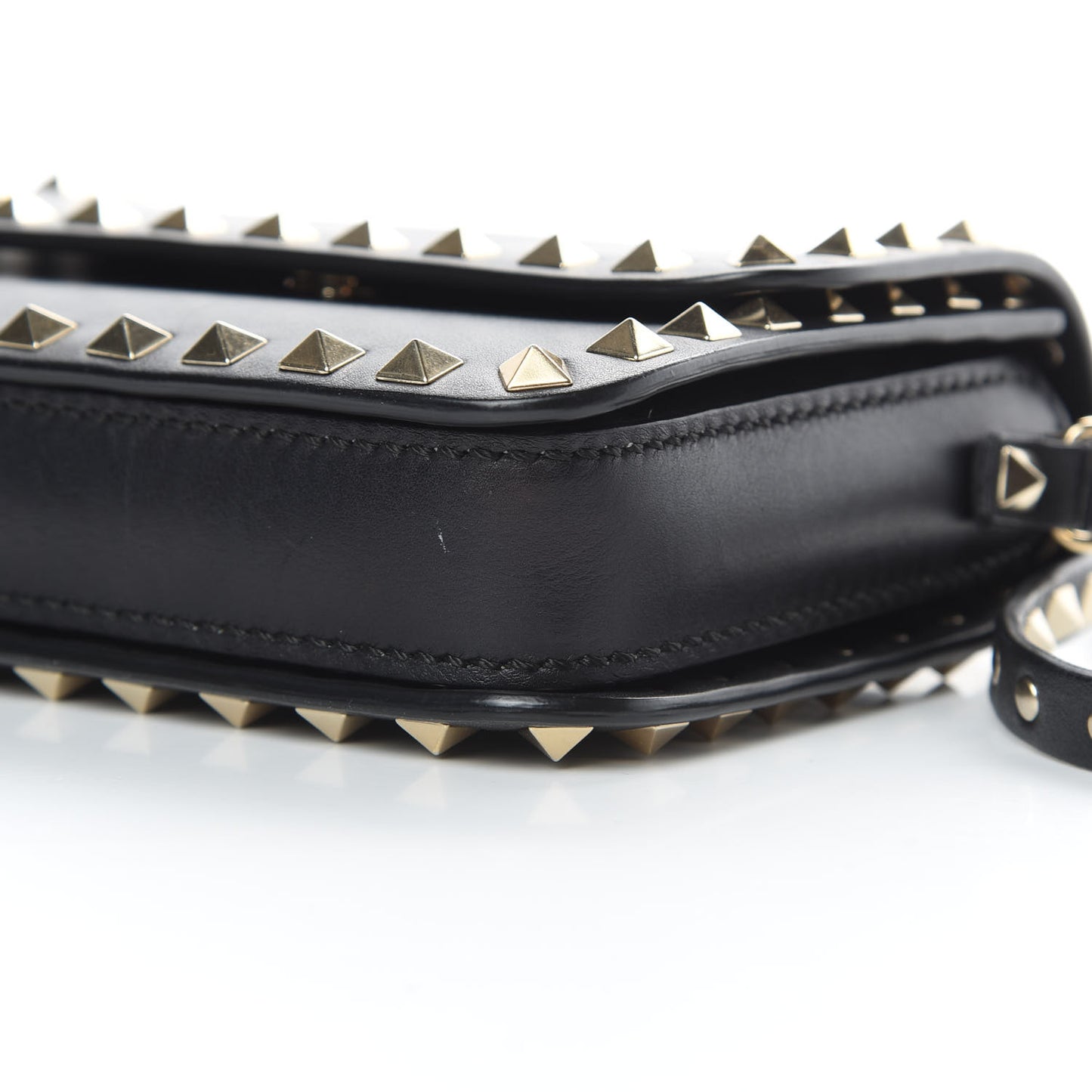 Vitello Rockstud Flap Crossbody Bag Black