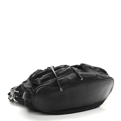 Burberry Nylon Tonal Check Drawstring Tote Black 3 of 10