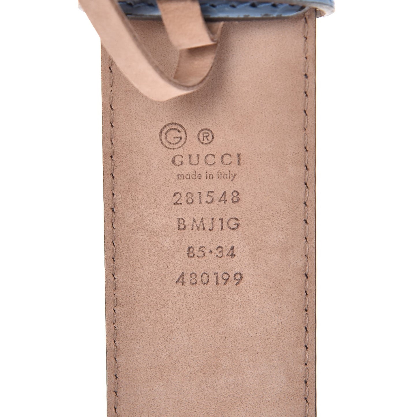 Soft Microguccissima Margaux Calfskin Belt 85 34 Mineral Blue