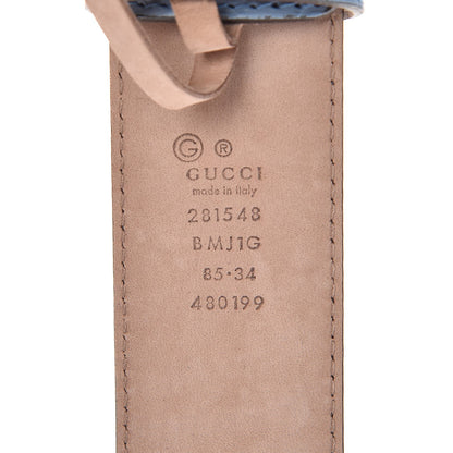 Gucci Soft Microguccissima Margaux Calfskin Belt 85 34 Mineral Blue 4 of 7