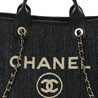 Chanel Denim Small Deauville Tote Dark Blue White 9 of 12