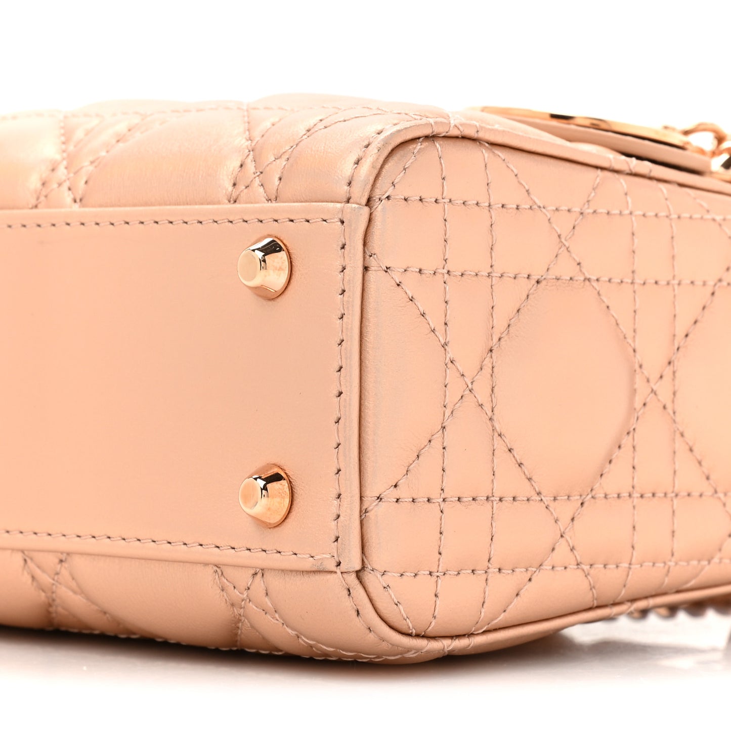 Iridescent Metallic Lambskin Cannage Mini Lady Dior Pink