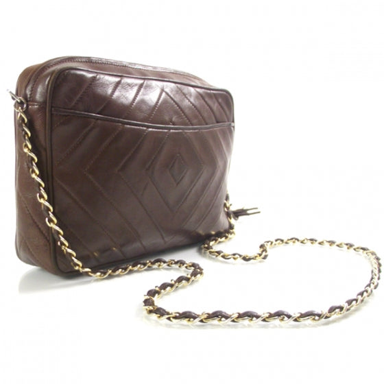 Lambskin Chevron Tassel Bag Brown