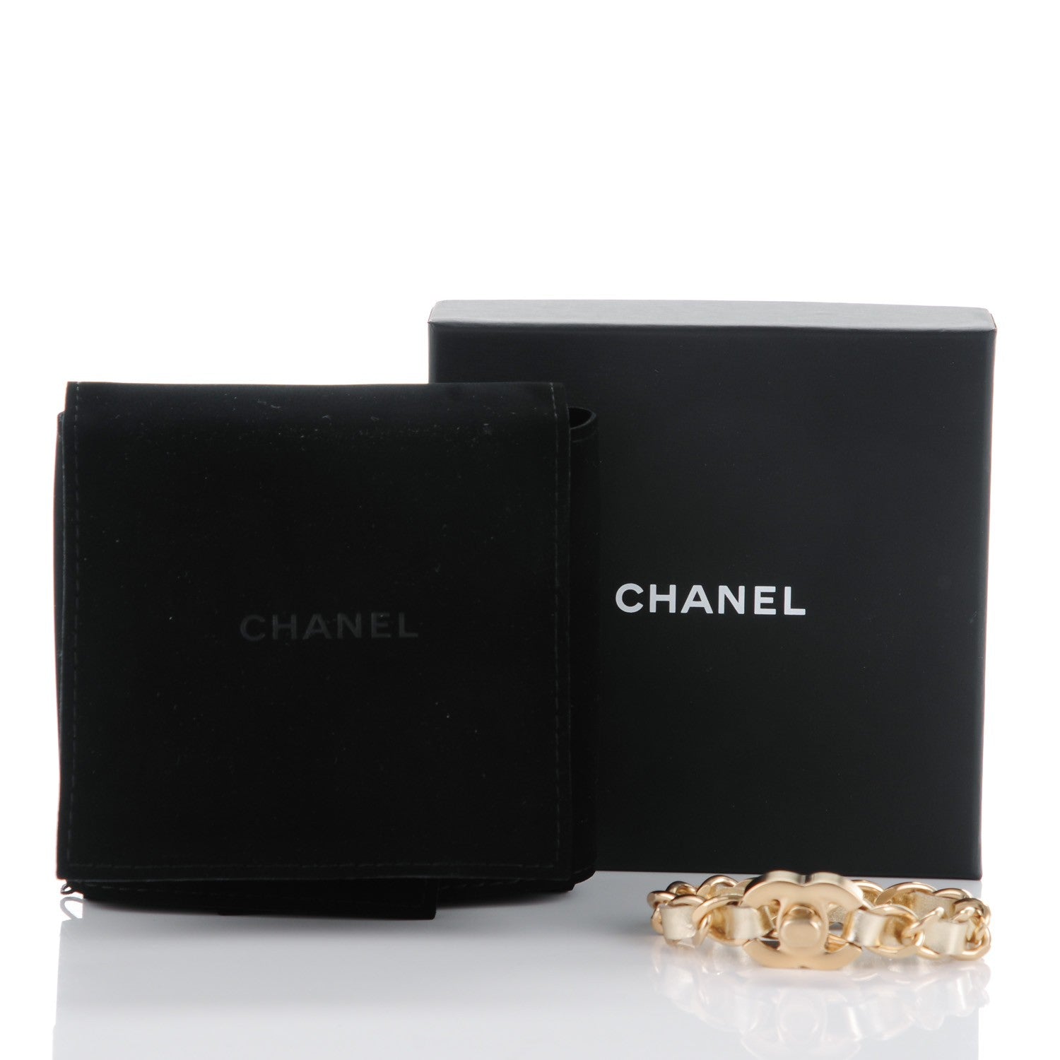 Chanel Metallic Lambskin CC Turnlock Double Chain Bracelet S Light Gold 6 of 6