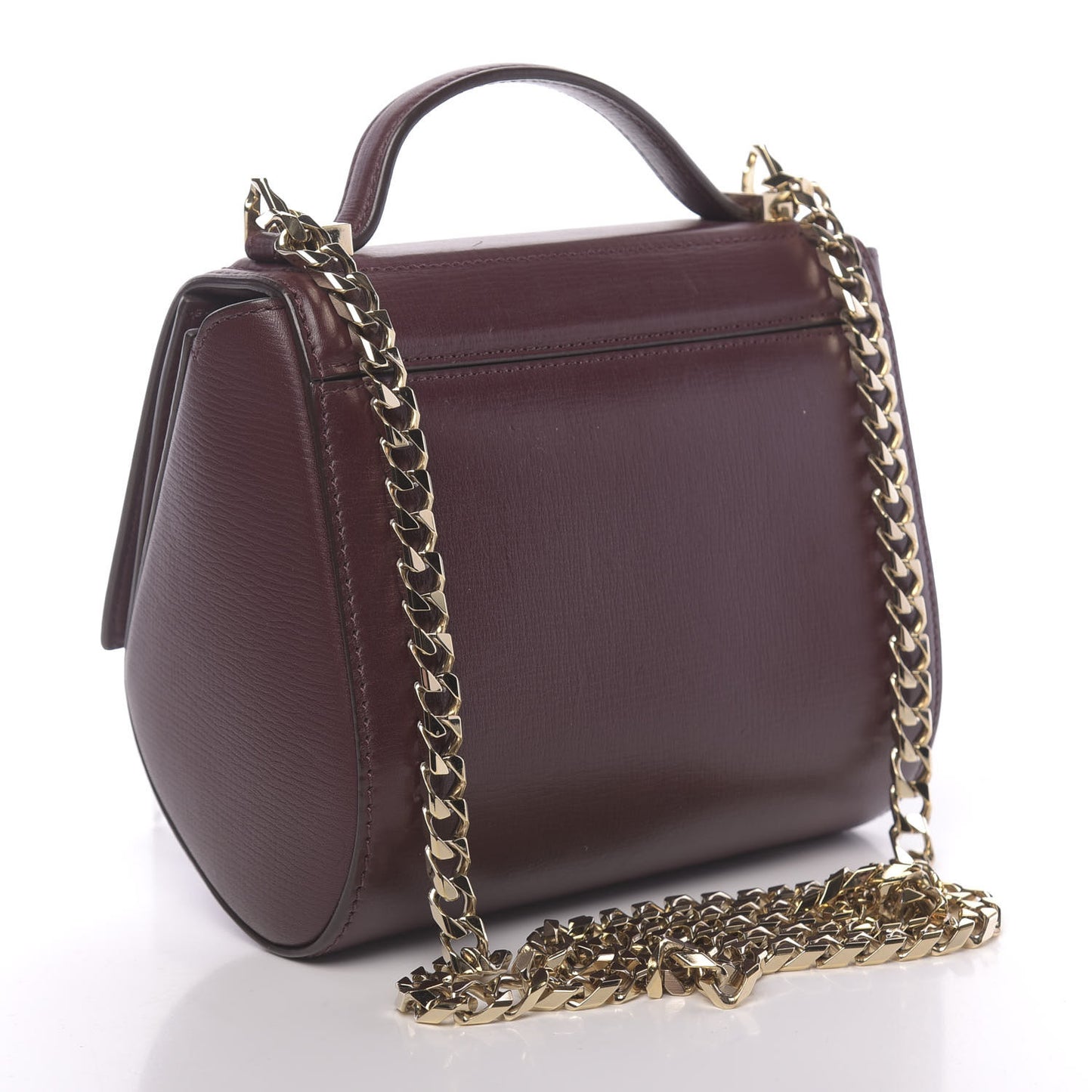 Textured Calfskin Mini Pandora Box Chain Crossbody Bag Oxblood
