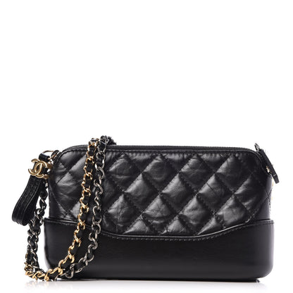 Chanel Aged Calfskin Quilted Small Gabrielle Clutch With Chain Black 1 of 10