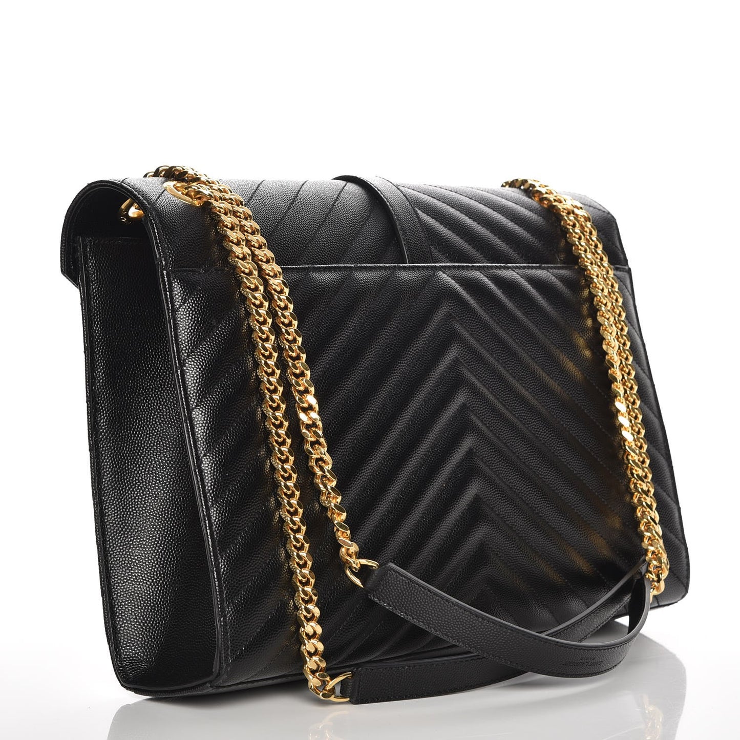 Grain De Poudre Matelasse Chevron Large Monogram Satchel Black