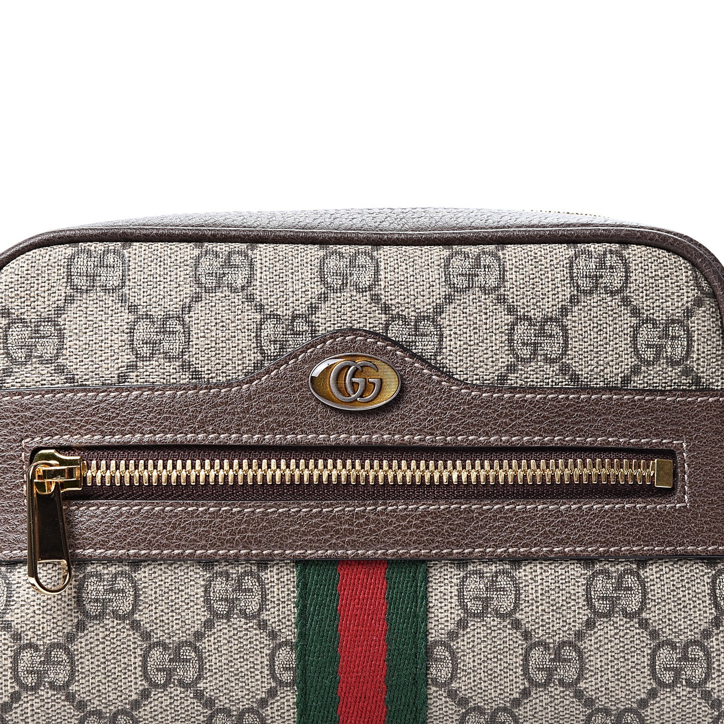 GG Supreme Monogram Web Small Ophidia Belt Bag 85 34 Dark Brown