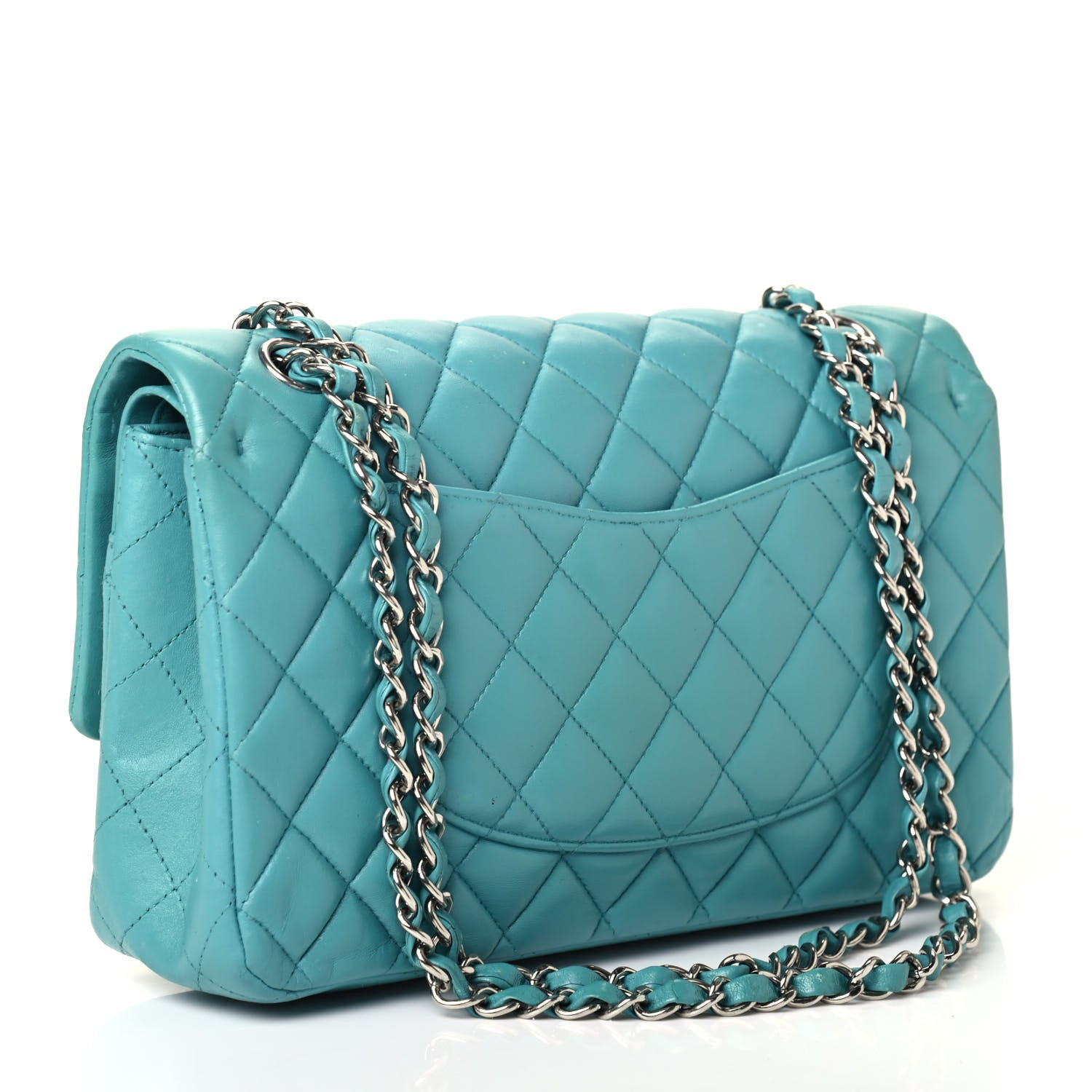 Chanel Lambskin Quilted Medium Double Flap Turquoise 2 of 4