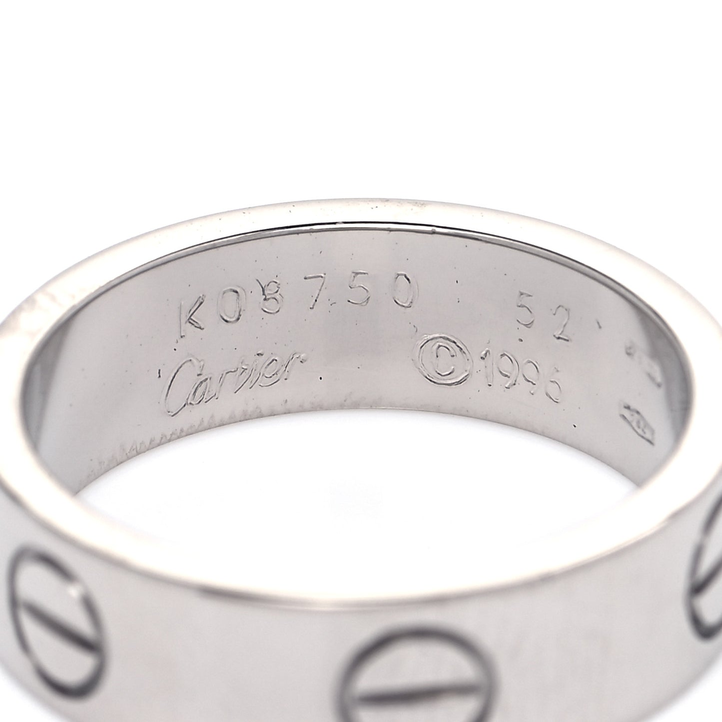 18K White Gold 5.5mm LOVE Ring 52 6