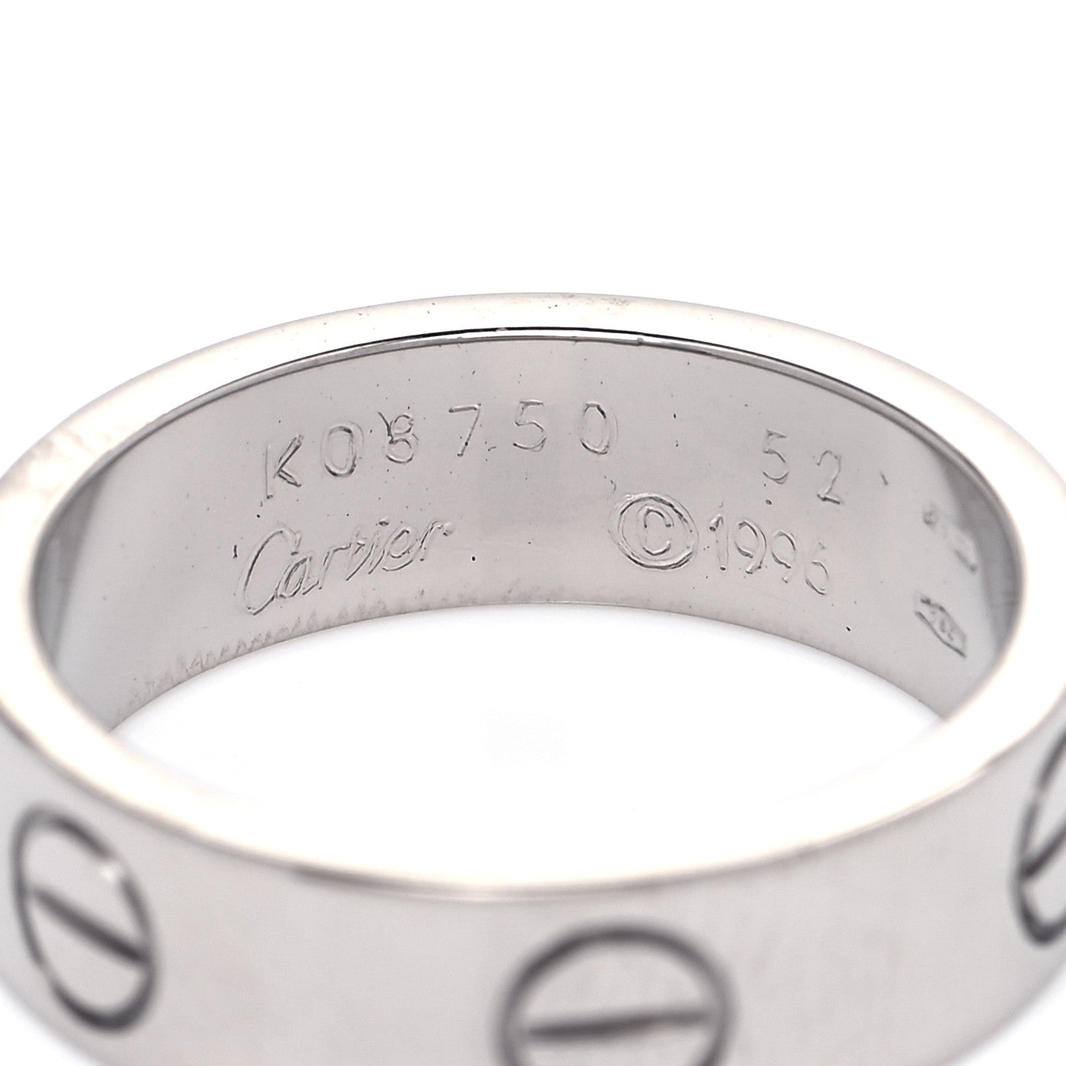 Cartier 18K White Gold 5.5mm LOVE Ring 52 6 8 of 10
