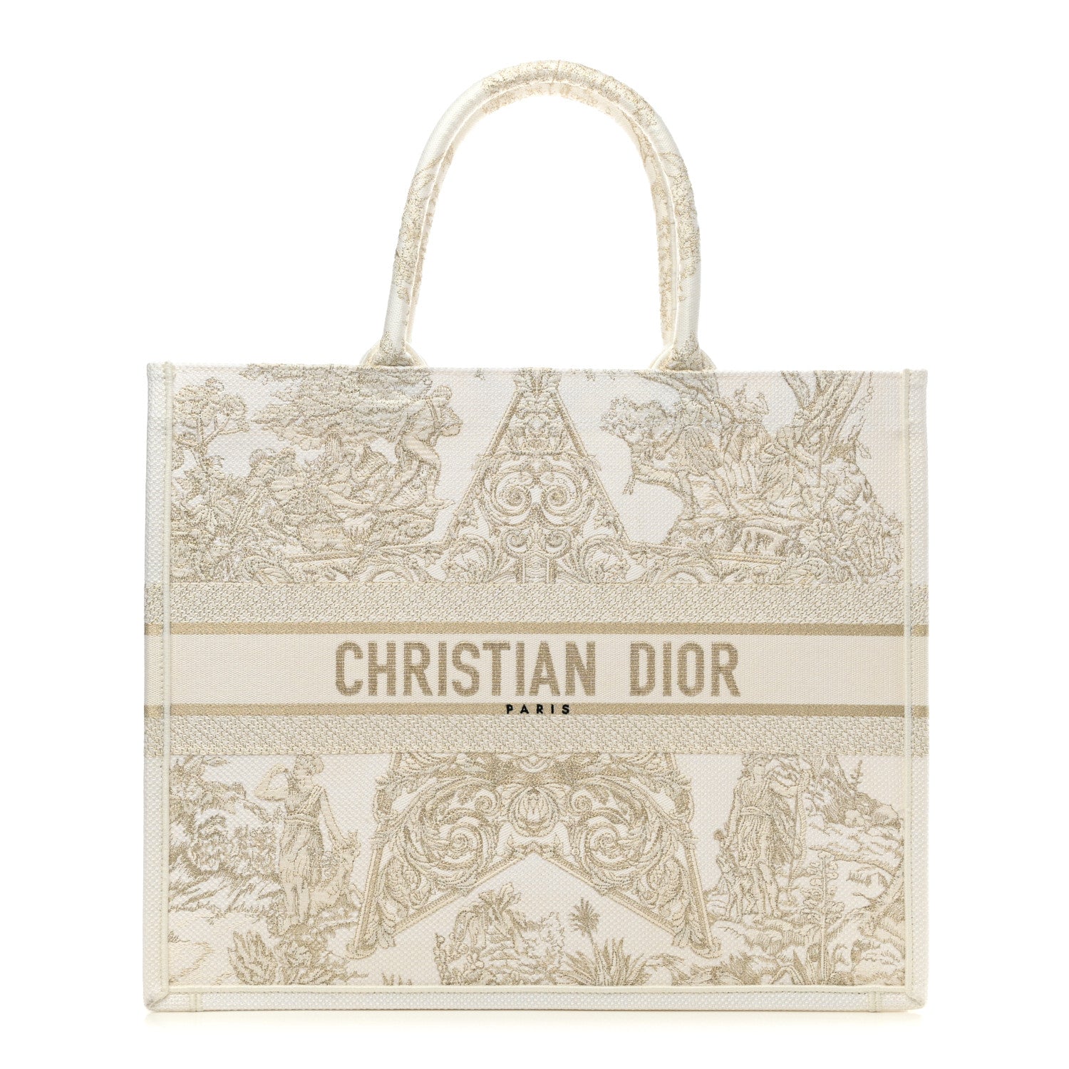 Christian Dior Canvas Around The World Stella Embroidered Large Book Tote Gold 1 of 9