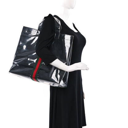 Gucci X Comme de Garçons Paper Plastic Web Shopper Tote Black 2 of 9