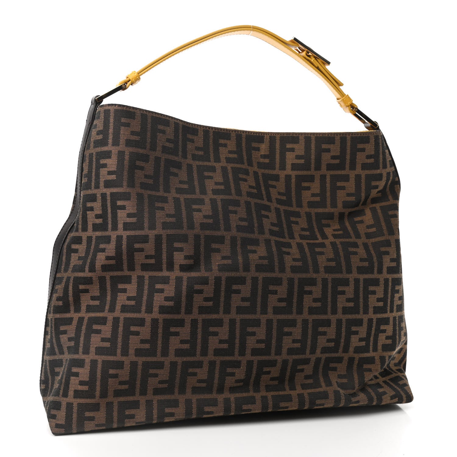Fendi Zucca Vitello Large Hobo Tobacco Ocra Moro Black 3 of 9