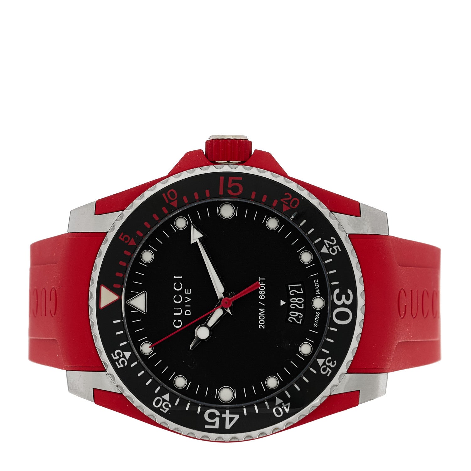 Gucci Stainless Steel Rubber 45mm Dive GMT Quartz Watch Red 2 of 4