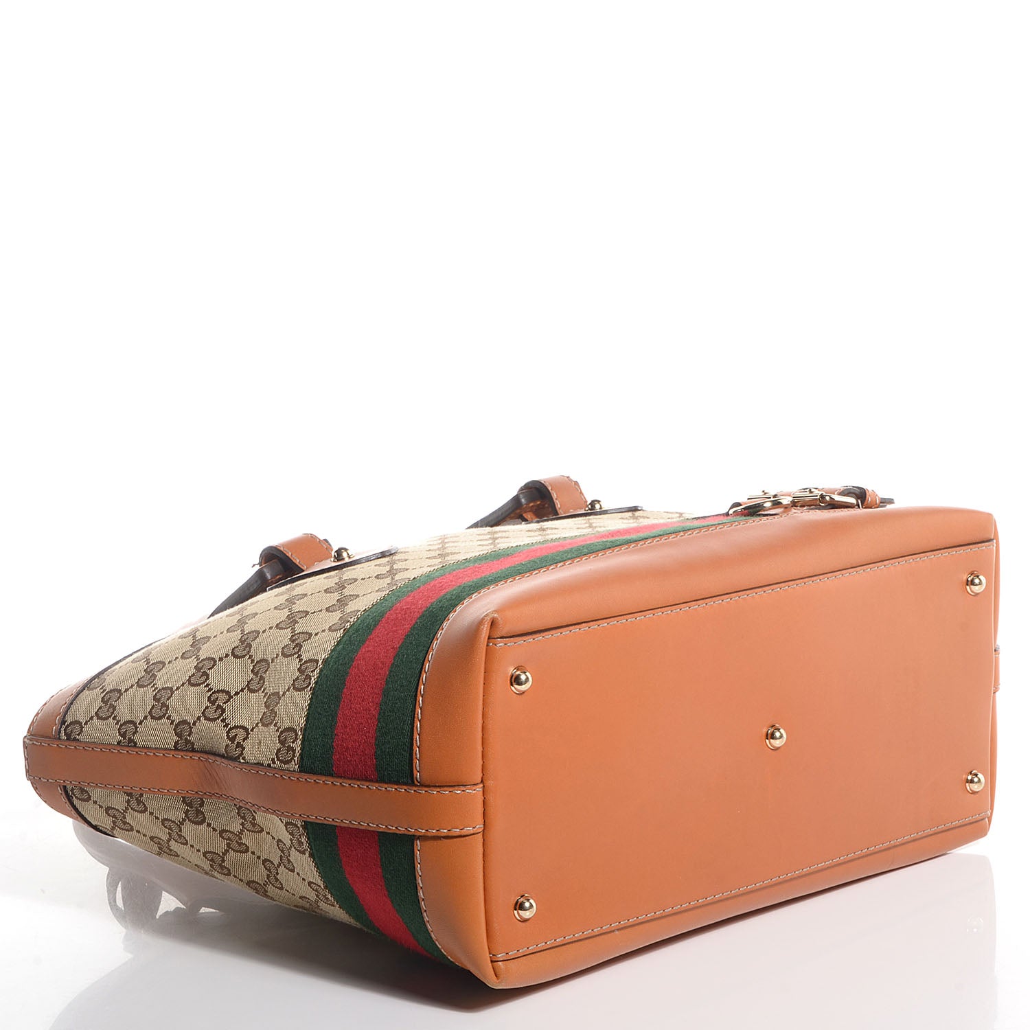 Gucci Monogram Web Medium Heritage Tote Tan 4 of 7