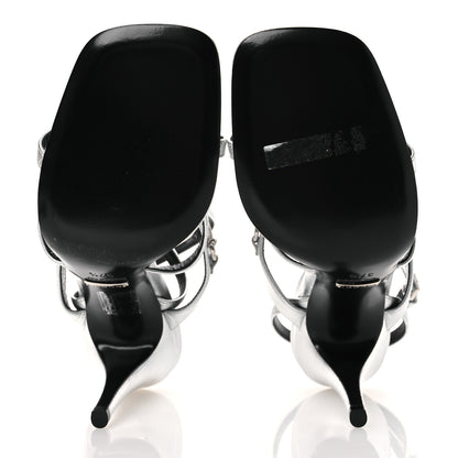 Gucci Nappa Silk High Heel Sandals 37.5 Argento 7 of 10