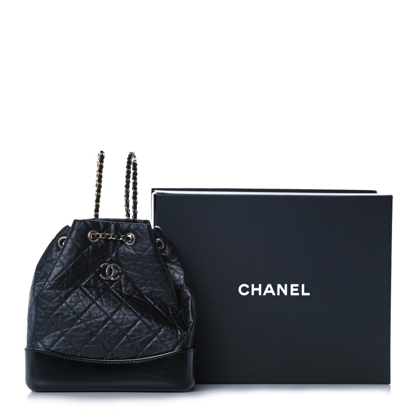Aged Calfskin Quilted Small Gabrielle Backpack Black