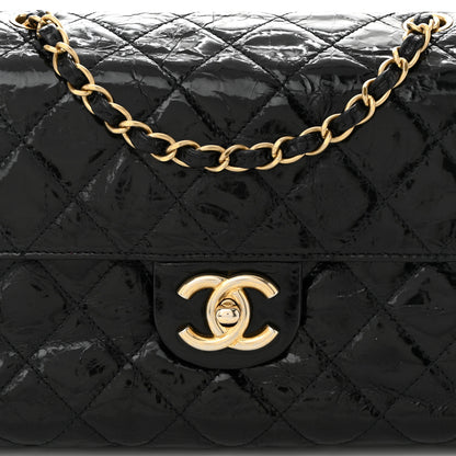 Chanel Glazed Crinkled Calfskin Quilted Flap Black 8 of 10
