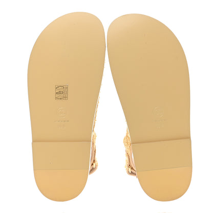 Chanel Braided Fabric Velcro Dad Sandals 38.5 Beige 3 of 9