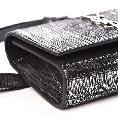 Saint Laurent Metallic Lambskin Lame Monogram Kate Belt Bag Black Platine 6 of 7
