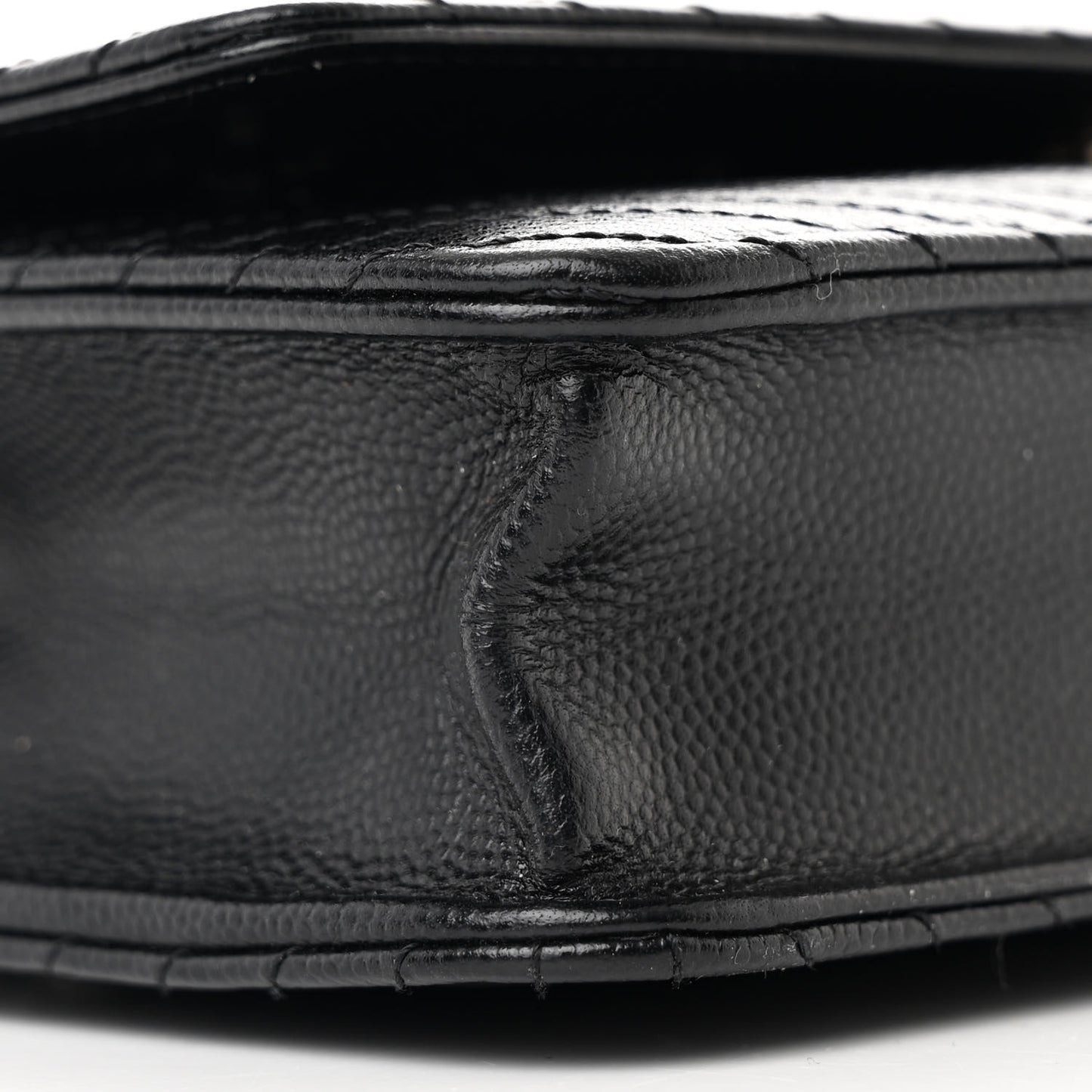 Caviar Chevron Quilted Wallet On Chain WOC Black