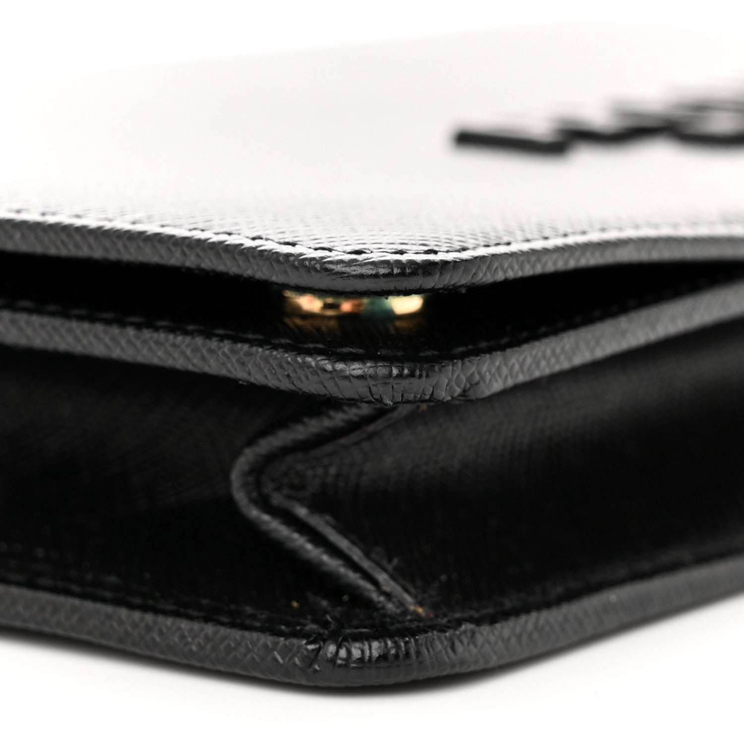 Prada Saffiano Lux Monochrome Chain Wallet Black 8 of 9