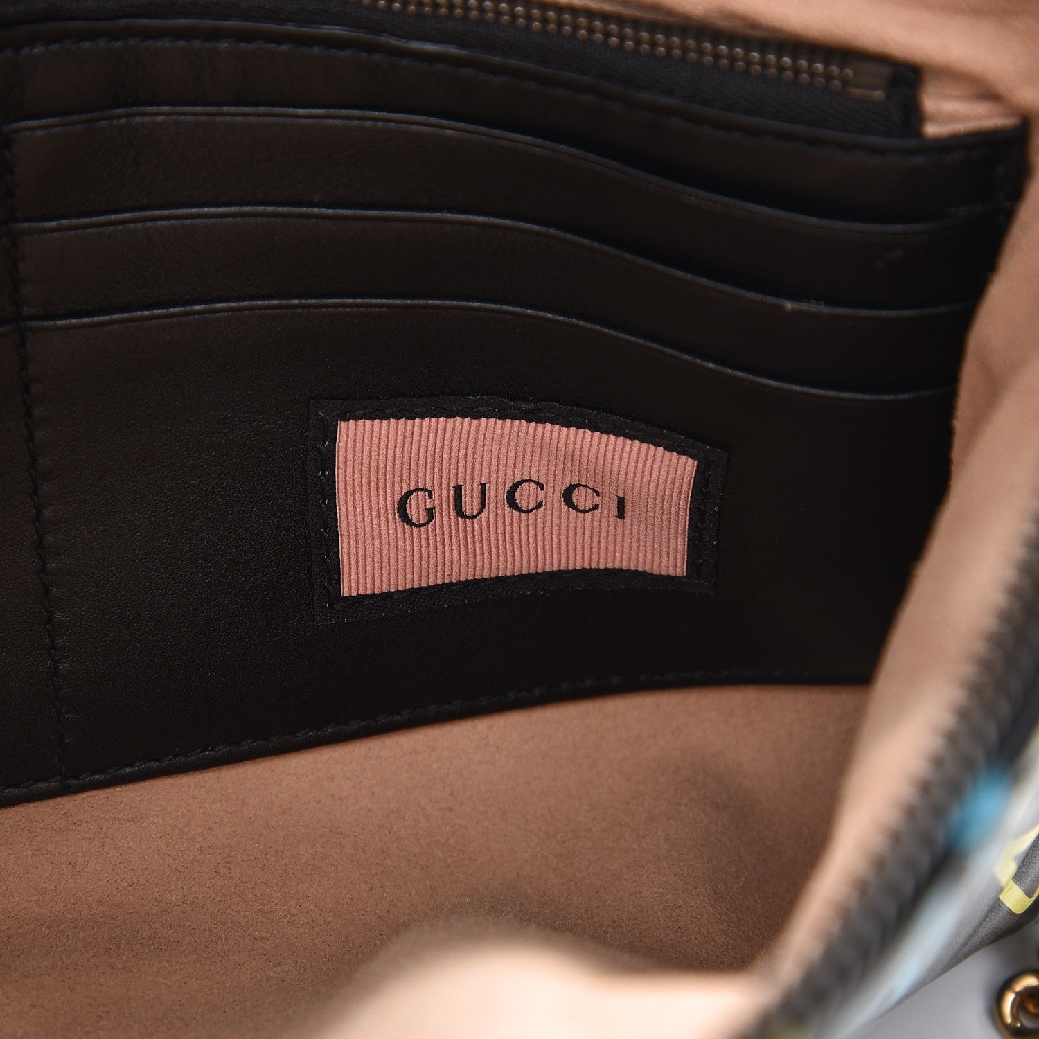 Gucci Calfskin Matelasse Printed Mini GucciGhost GG Marmont Chain Bag Black New Acquamarine 6 of 7