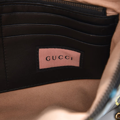 Gucci Calfskin Matelasse Printed Mini GucciGhost GG Marmont Chain Bag Black New Acquamarine 6 of 7